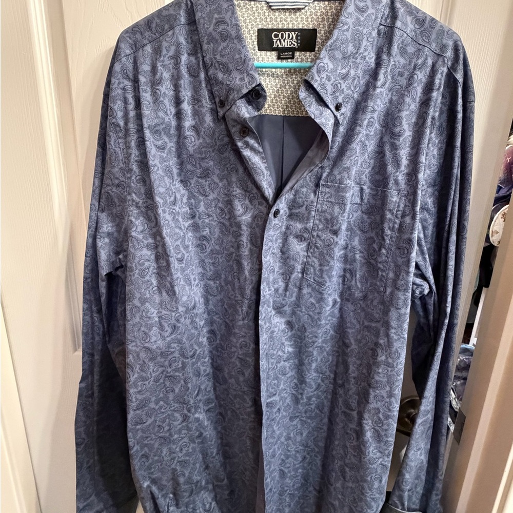 Cody James Men's Long-Sleeve Paisley Button-Down Shirt - Blue